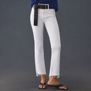 MOTHER Insider Mid-Rise Crop Step Fray Jeans White Anthropologie